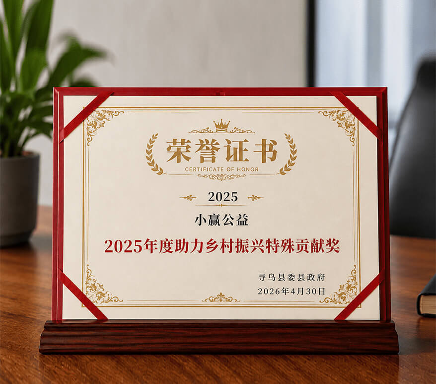 小赢公益荣获寻乌县委县政府2025年度助力乡村振兴特殊贡献奖